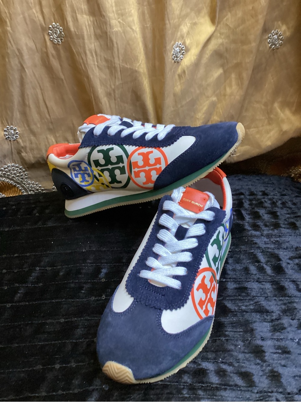 Vintage Tory Burch Hank Trainer Multicolor Logo Retro Runner Sneakers 8 - Picture 2 of 12